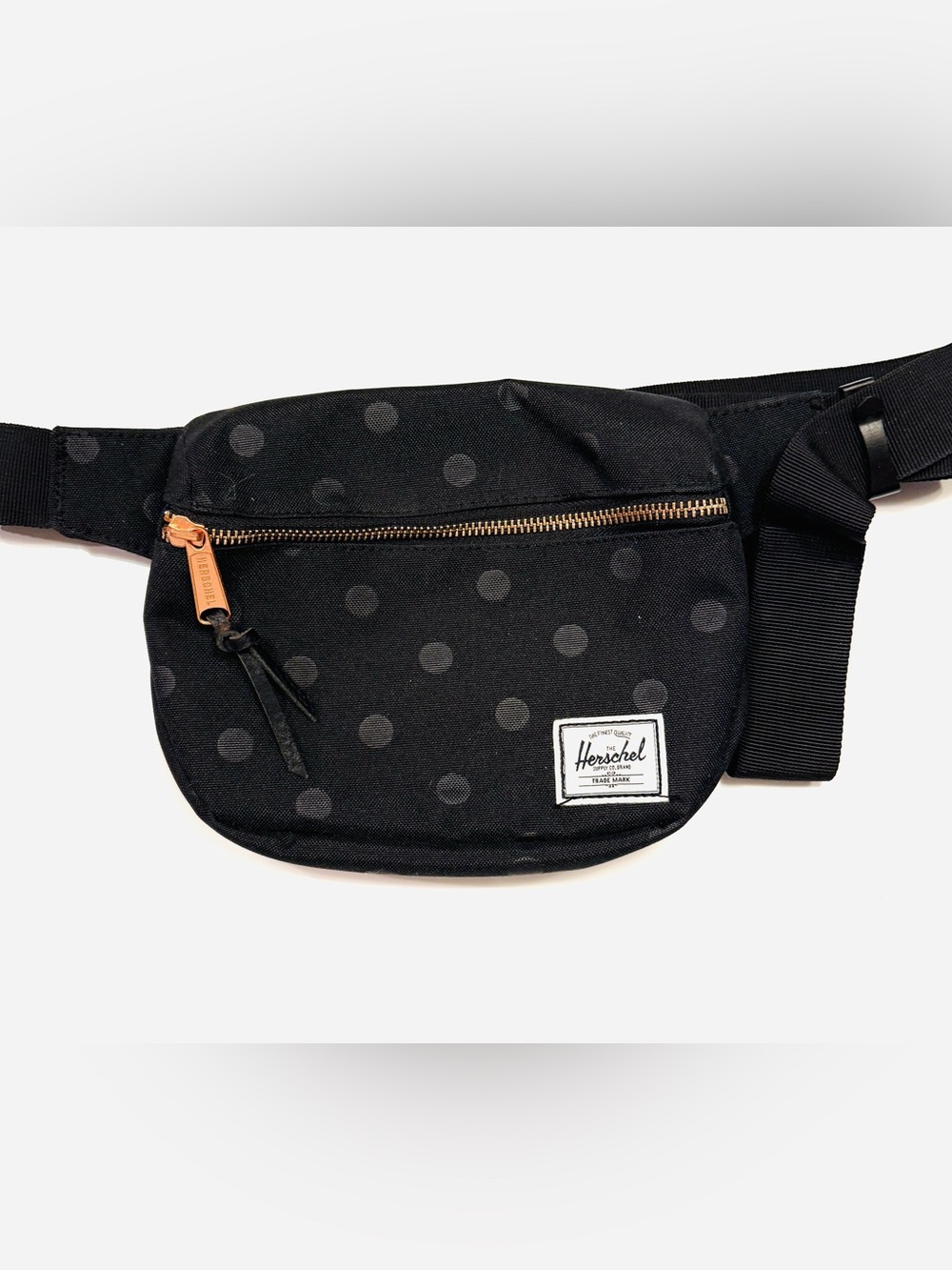 Herschel Supply Company Black Polka Dot Belt Bag with Brass Zipper